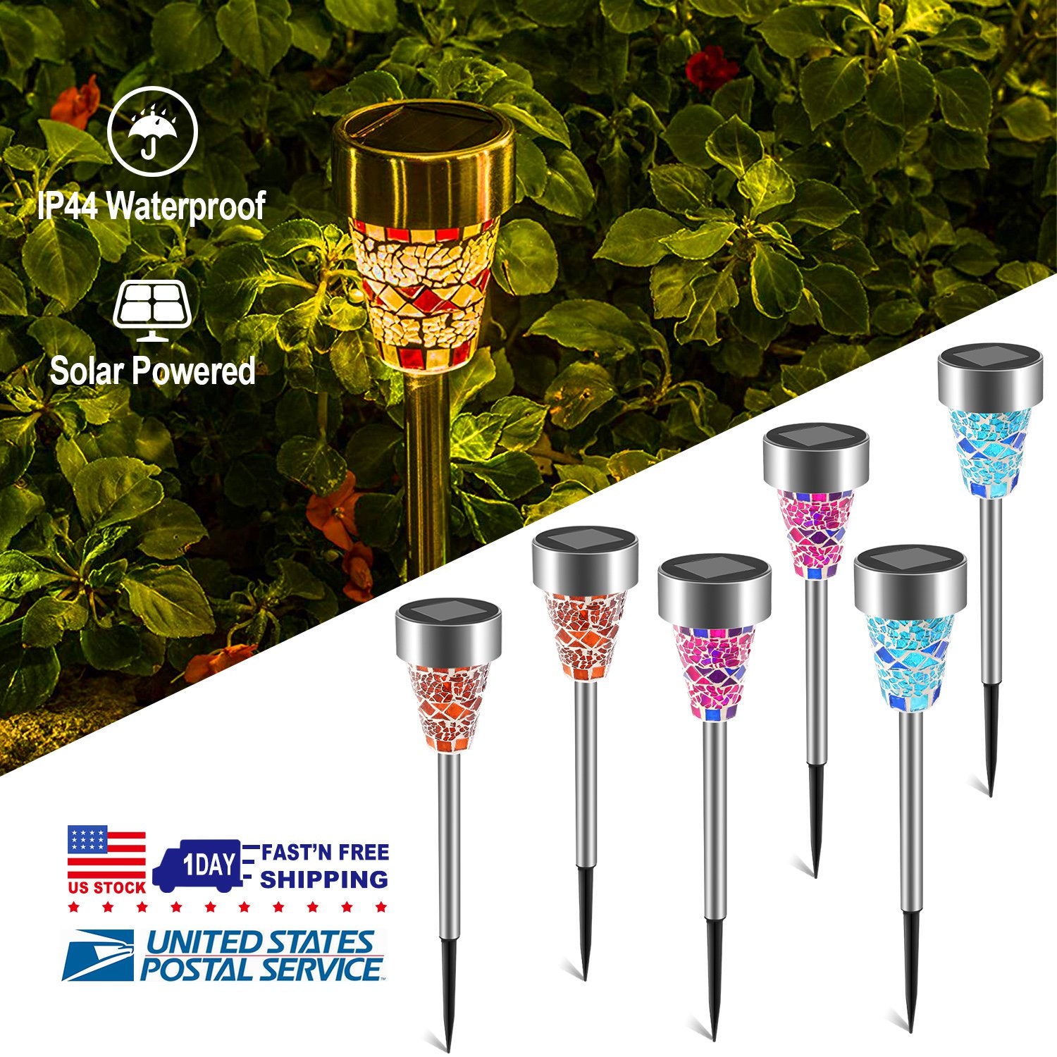 Sleek Club - 6Packs Solar Garden Lights Outdoor Solar Pathway Lights IP44 Water-resistant Landscape Lights 8Hrs Lawn Lamps for Yard Driveway Walkway