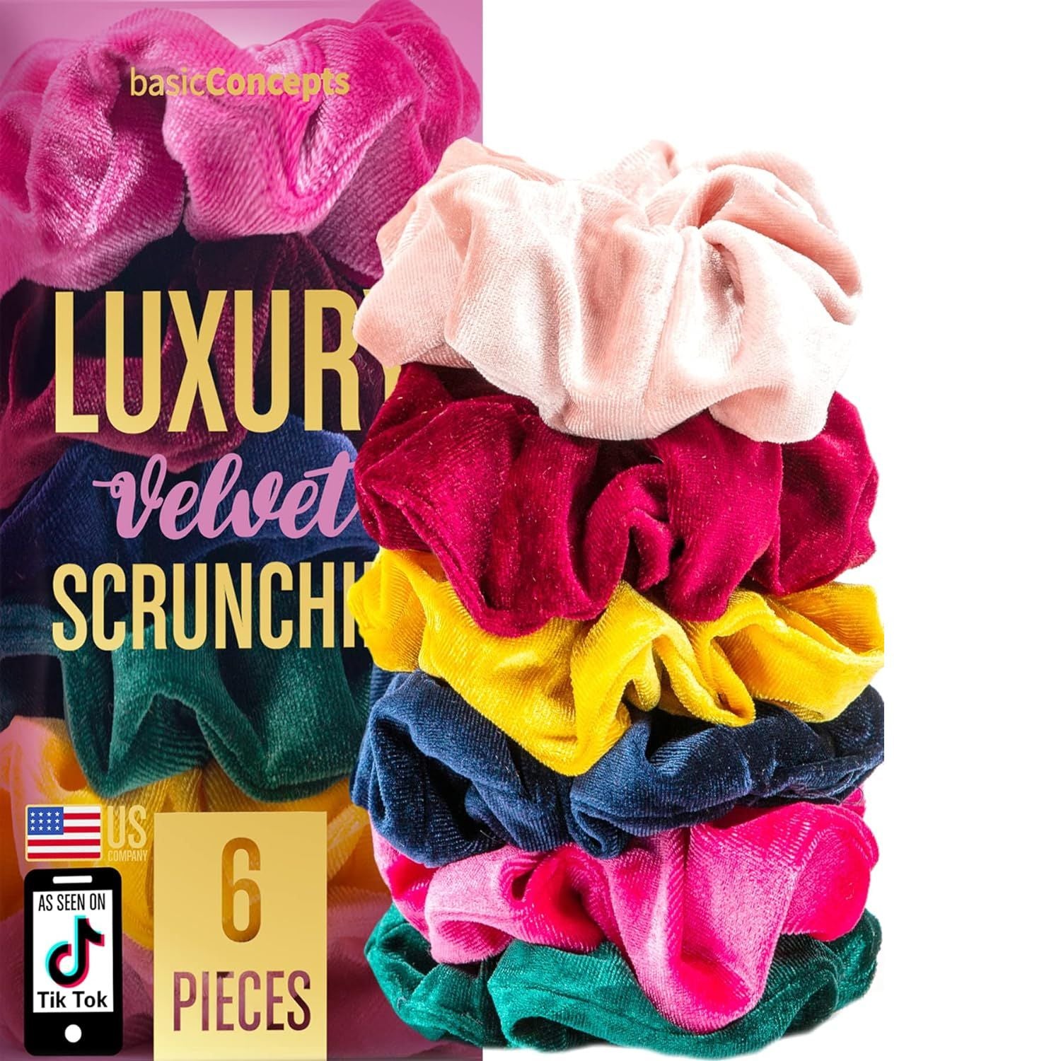 Basic Concepts BIG Velvet Scrunchies |6 Pack