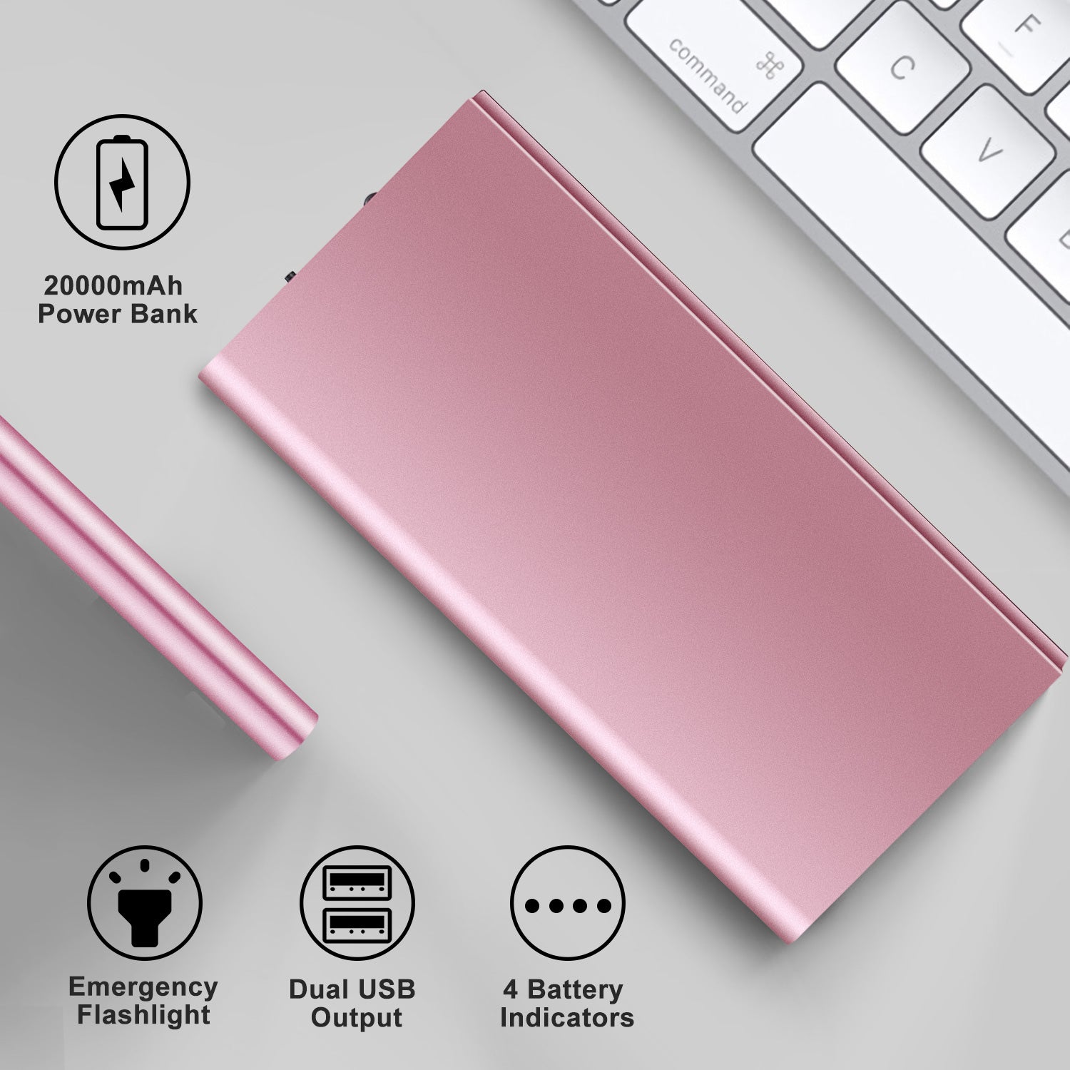 Sleek Club - 20000mAh Power Bank Ultra-thin External Battery Pack Phone Charger Dual USB Ports