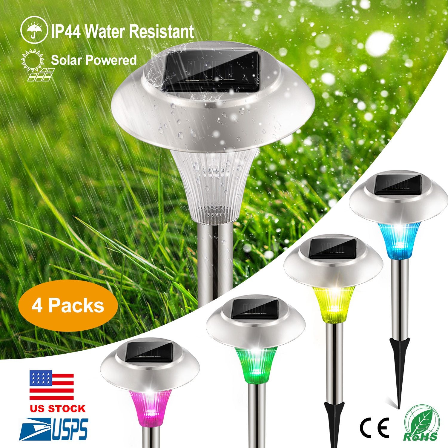 Sleek Club - Plastic Solar Lawn Light - 4pc