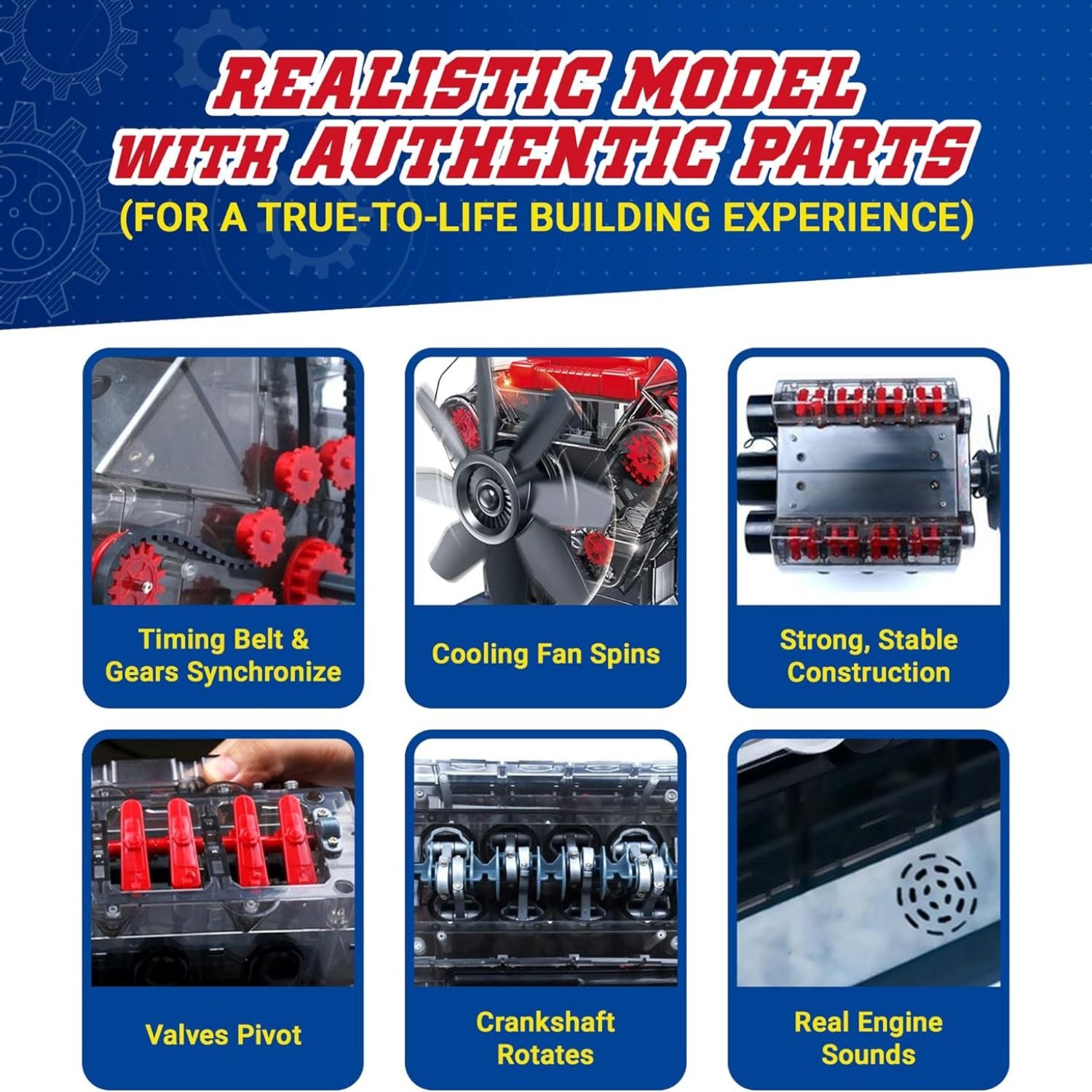 Playz V8 Combustion Engine Model Building Kit