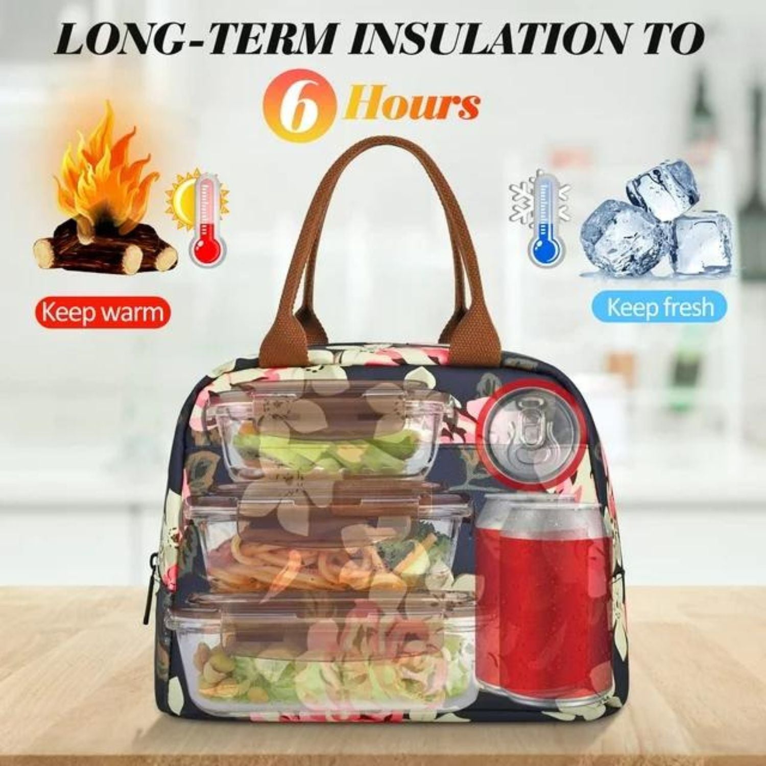 Lokass Lunch Bag Insulated Water-Resistant Thermal Bag | Peony Blue