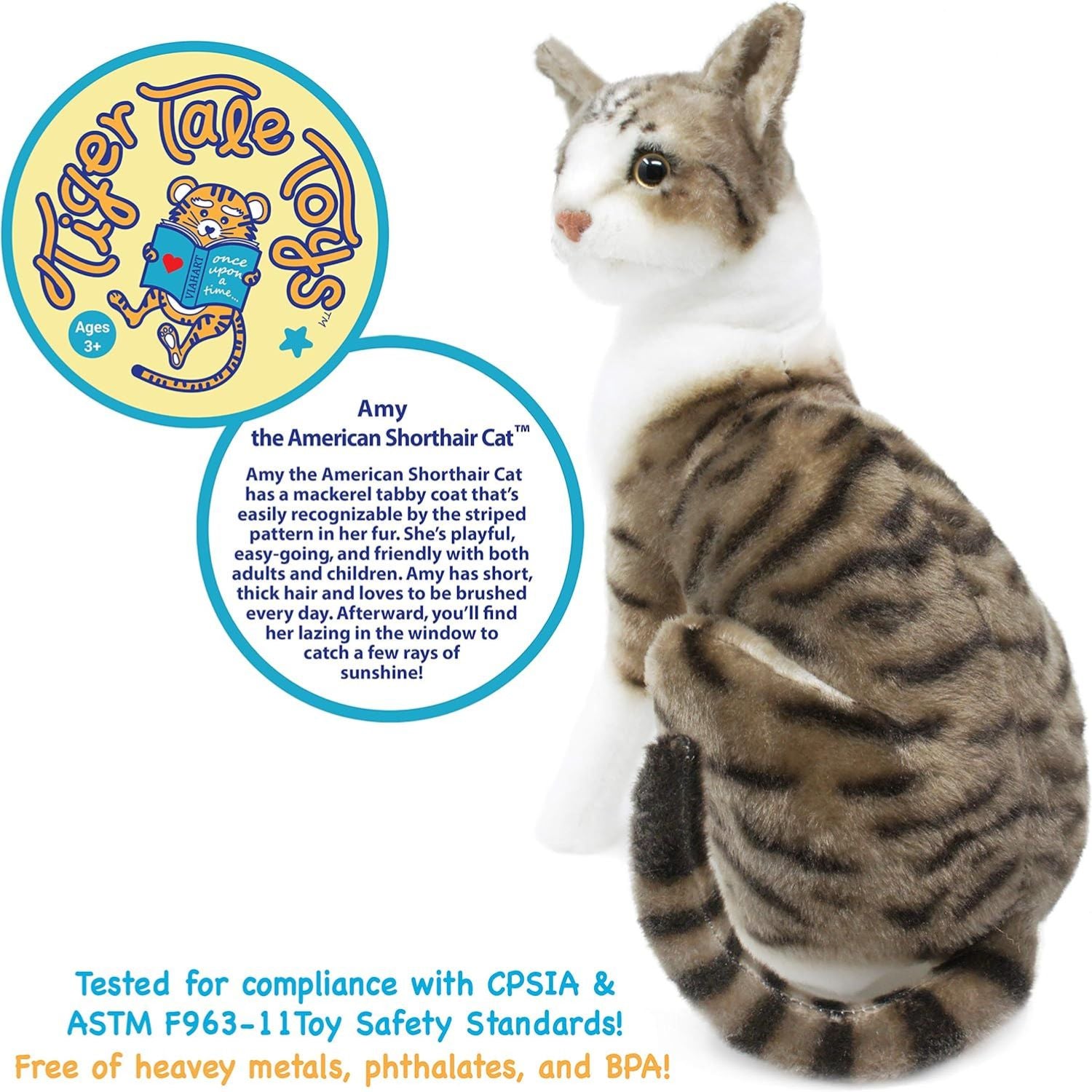 Viahart Amy The American Shorthair Cat |14 Inch Stuffed Animal Plush