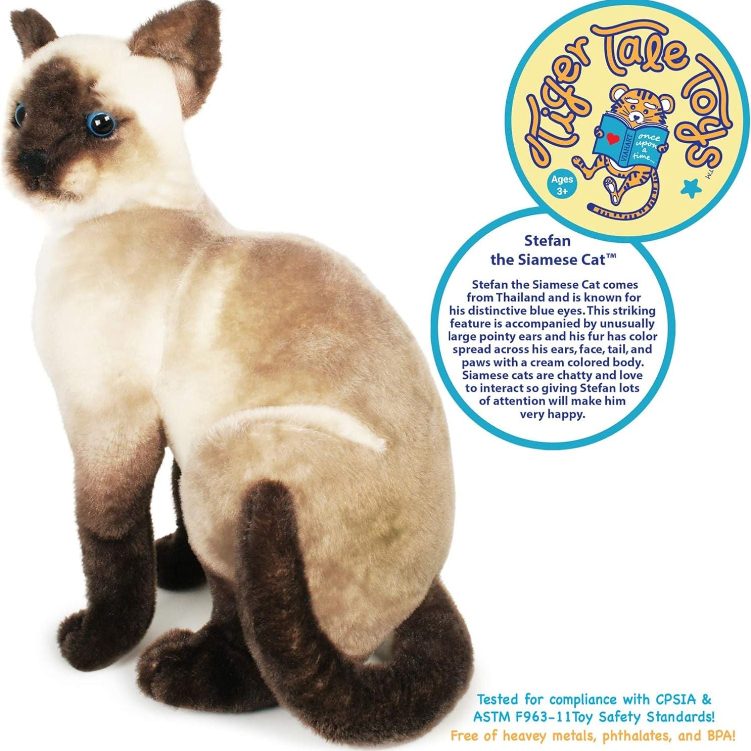 Viahart Stefan The Siamese Cat |14 Inch Stuffed Animal Plush