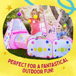 Playz 3pc Kids Play Tent Crawl Tunnel and Ball Pit Pop Up Playhouse Tent