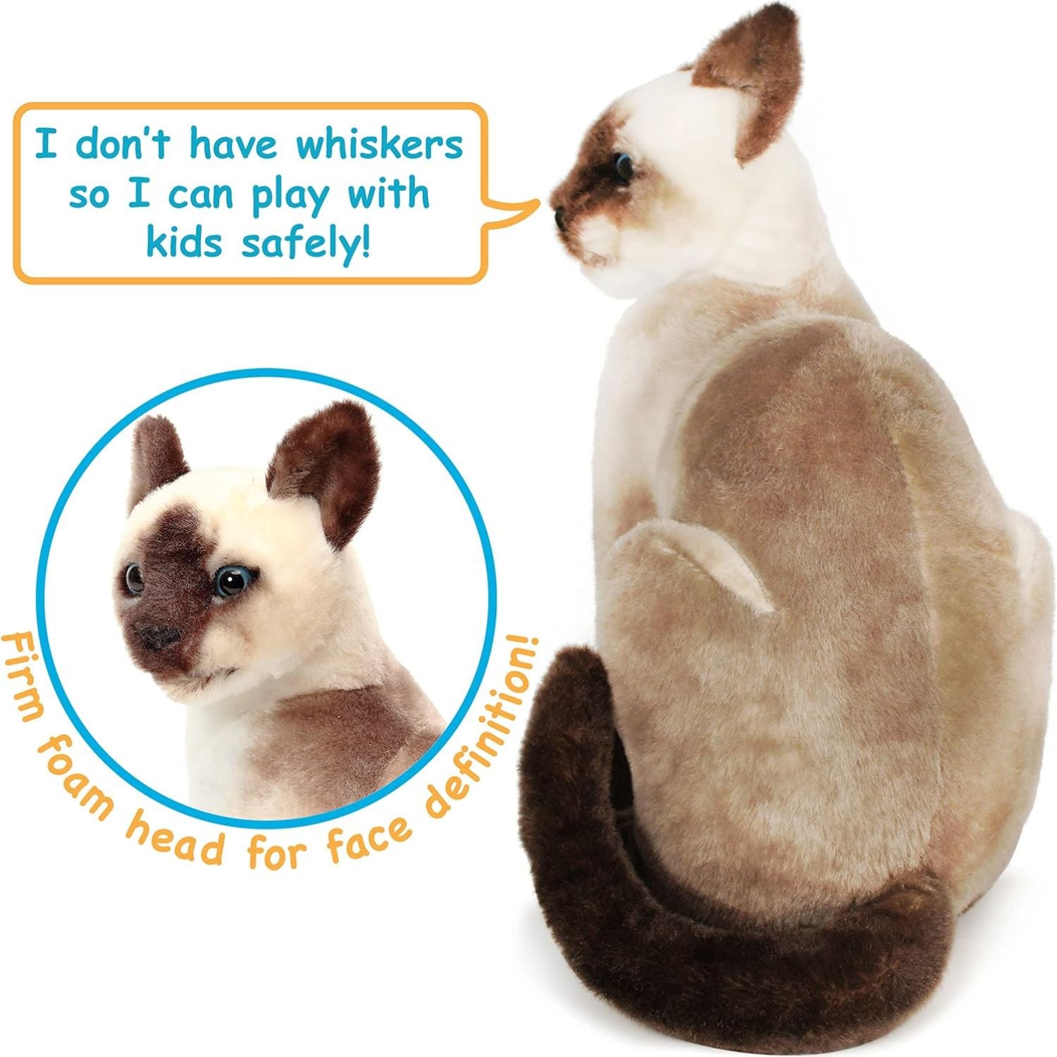Viahart Stefan The Siamese Cat |14 Inch Stuffed Animal Plush
