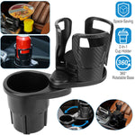 Sleek Club - 2 In 1 Car Cup Holder Extender Adapter 360° Rotating Dual Cup Mount Organizer Holder For Most 20 oz Up To 5.9" Coffee Drinking Bottles