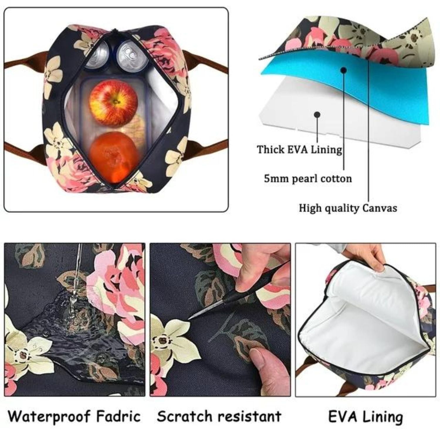 Lokass Lunch Bag Insulated Water-Resistant Thermal Bag | Peony Blue