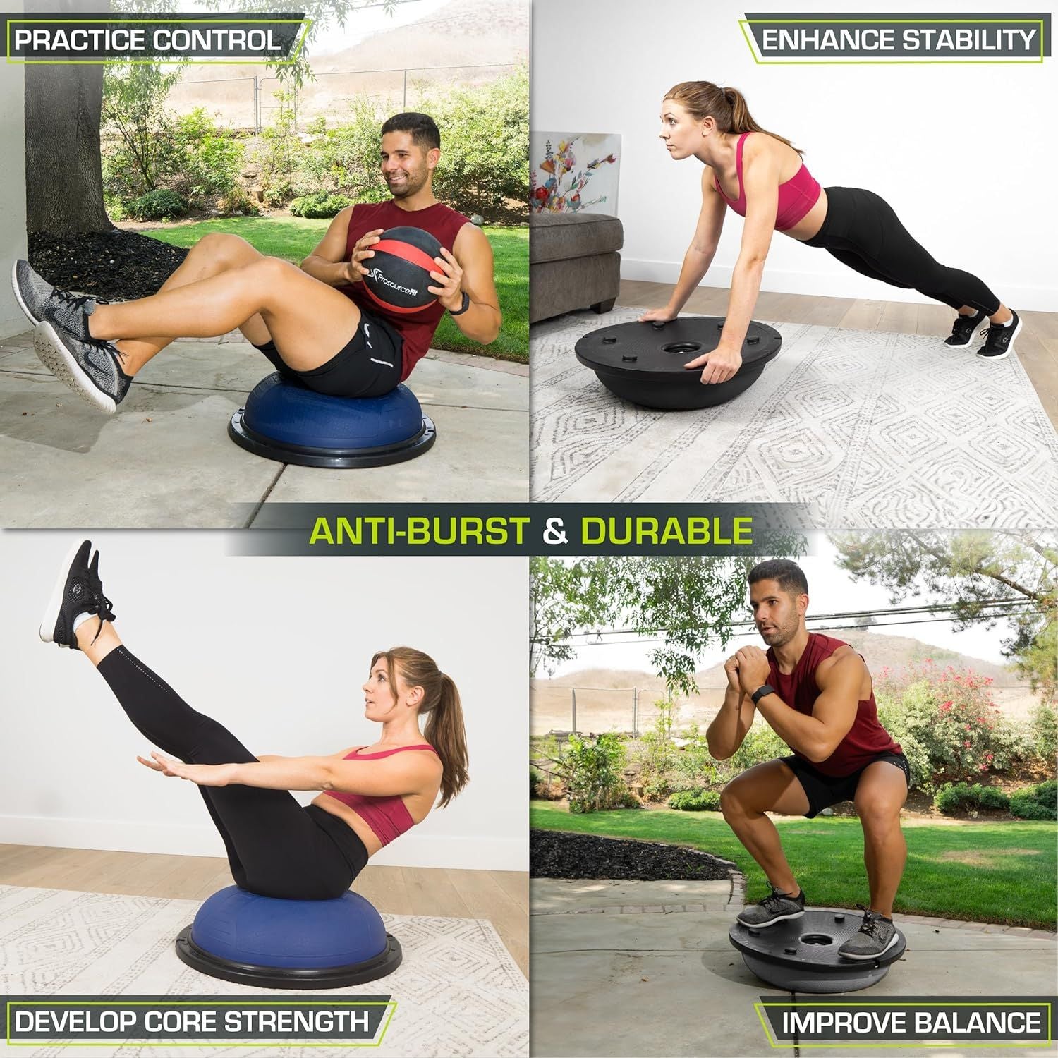 ProsourceFit Balance Trainer Stability Exercise Half Ball