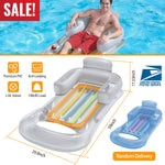Sleek Club - 59in Inflatable Pool Float Raft w/ Headrest Armrest Cupholder Swimming Pool Lounge Air Mat Chair