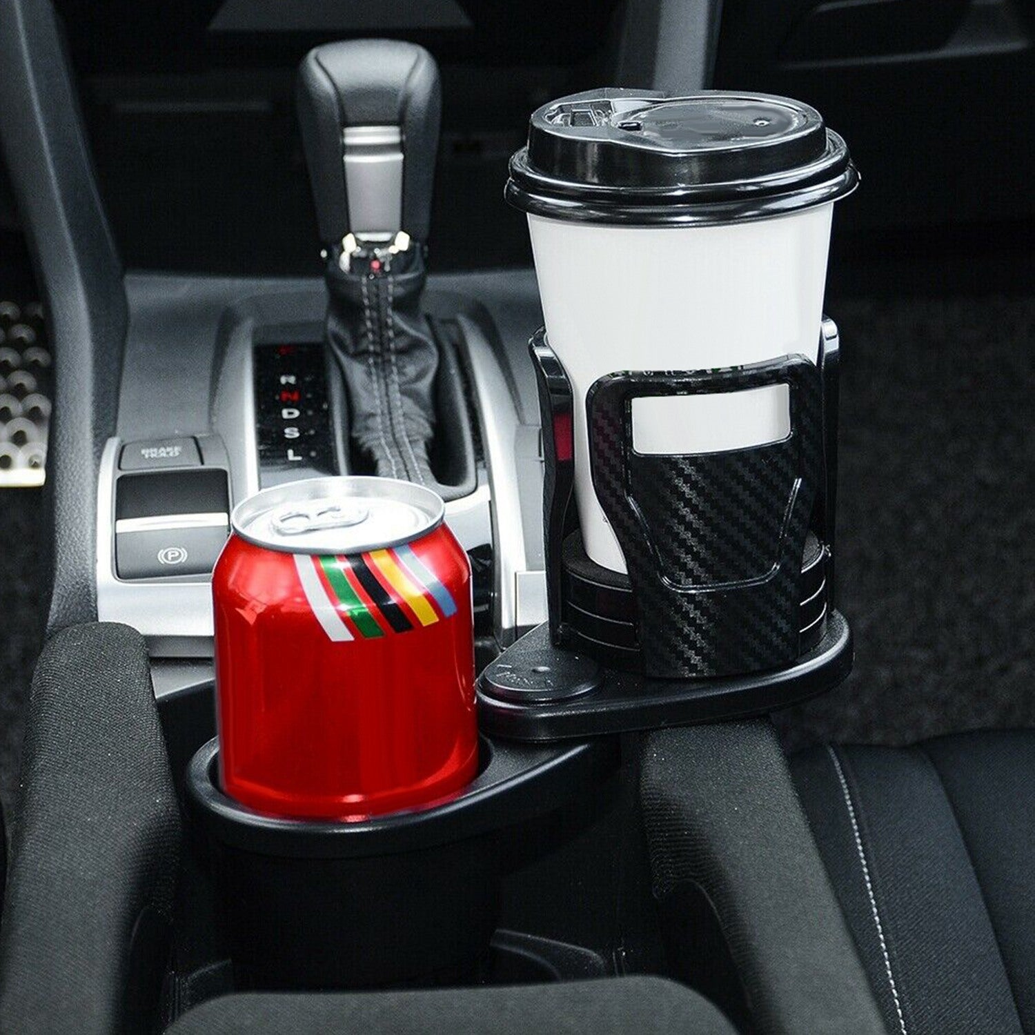 Sleek Club - 2 In 1 Car Cup Holder Extender Adapter 360° Rotating Dual Cup Mount Organizer Holder For Most 20 oz Up To 5.9" Coffee Drinking Bottles