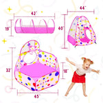 Playz 3pc Kids Play Tent Crawl Tunnel and Ball Pit Pop Up Playhouse Tent