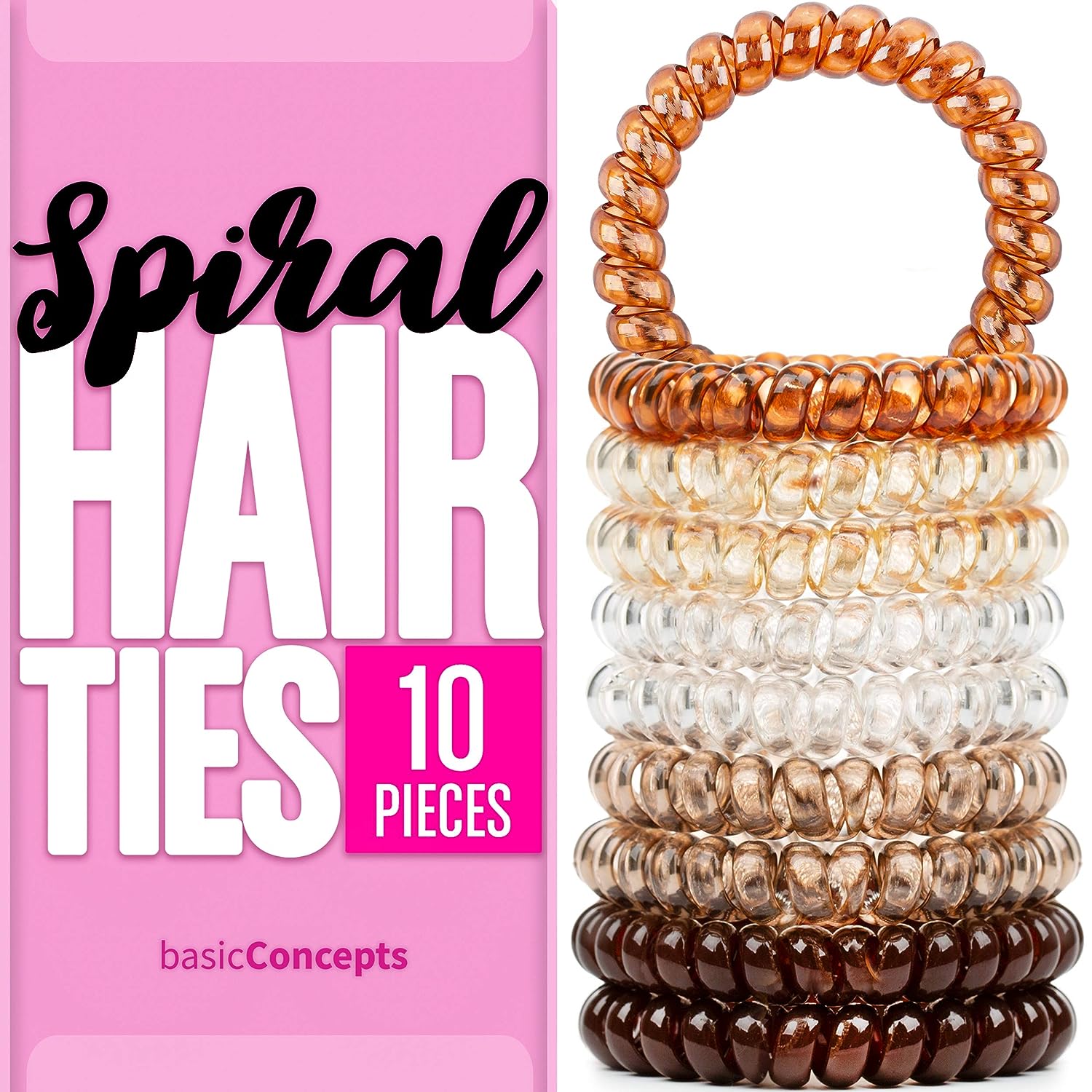 Basic Concepts Spiral Hair Ties |10Pcs