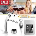 Sleek Club - 3Pcs Corkscrew Bottle Opener Set Tool Foil Cutter Drip Collar Protector Cork Stopper Wine Bottle Cap Opener