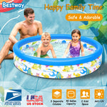 Sleek Club - 48x10” Inflatable Swimming Pool Blow Up Family Pool For 2 Kids Foldable Swim Ball Pool Center w/ 3 Velvets Water Drain Plug For Indoor Backyard Beach