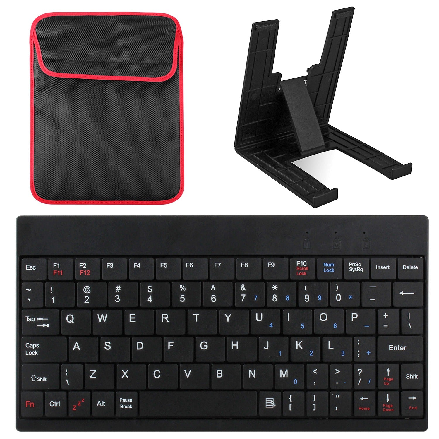 Sleek Club - 80 Keys Wired Keyboard Mini USB Connector Keyboard Portable Durable Keyboard w/ Carry Bag Tablet Stand for Android Window Tablet