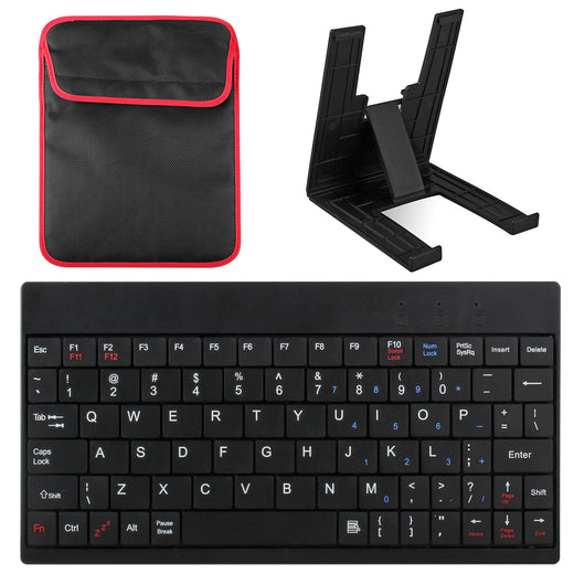 Sleek Club - 80 Keys Wired Keyboard Mini USB Connector Keyboard Portable Durable Keyboard w/ Carry Bag Tablet Stand for Android Window Tablet