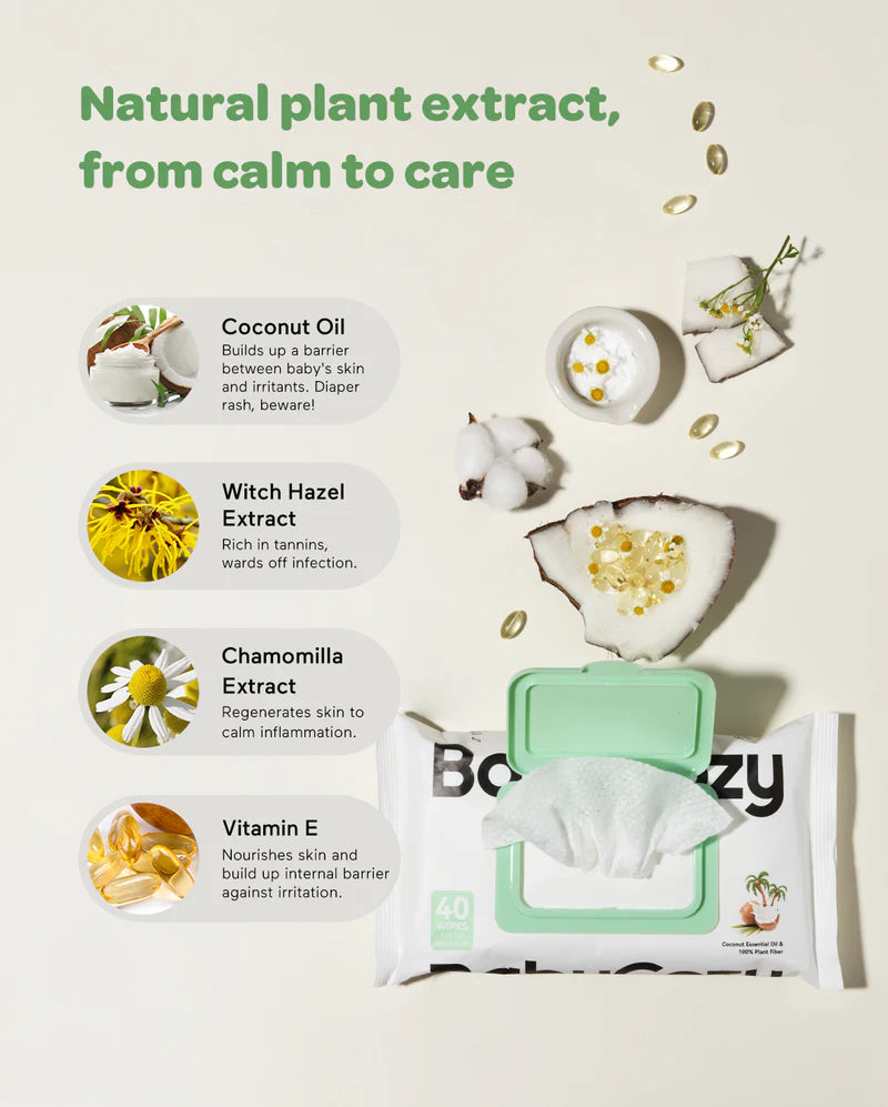 BabyCozy Coconut Nourish Wipes ( Box of 6 - 240 wipes)