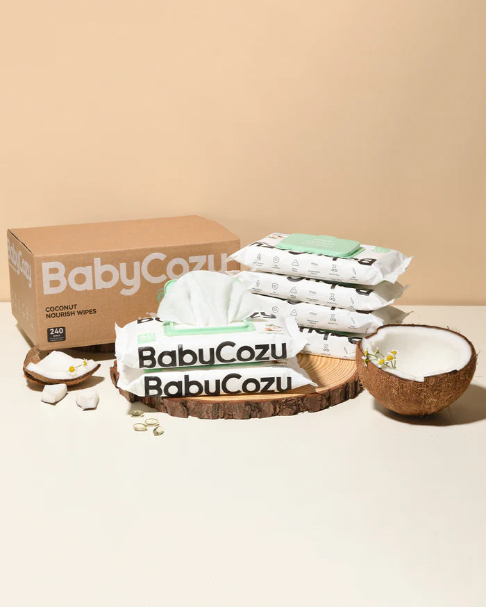 BabyCozy Coconut Nourish Wipes ( Box of 6 - 240 wipes)
