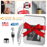 Sleek Club - 3Pcs Corkscrew Bottle Opener Set Tool Foil Cutter Drip Collar Protector Cork Stopper Wine Bottle Cap Opener