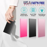Sleek Club - 20000mAh Power Bank Ultra-thin External Battery Pack Phone Charger Dual USB Ports