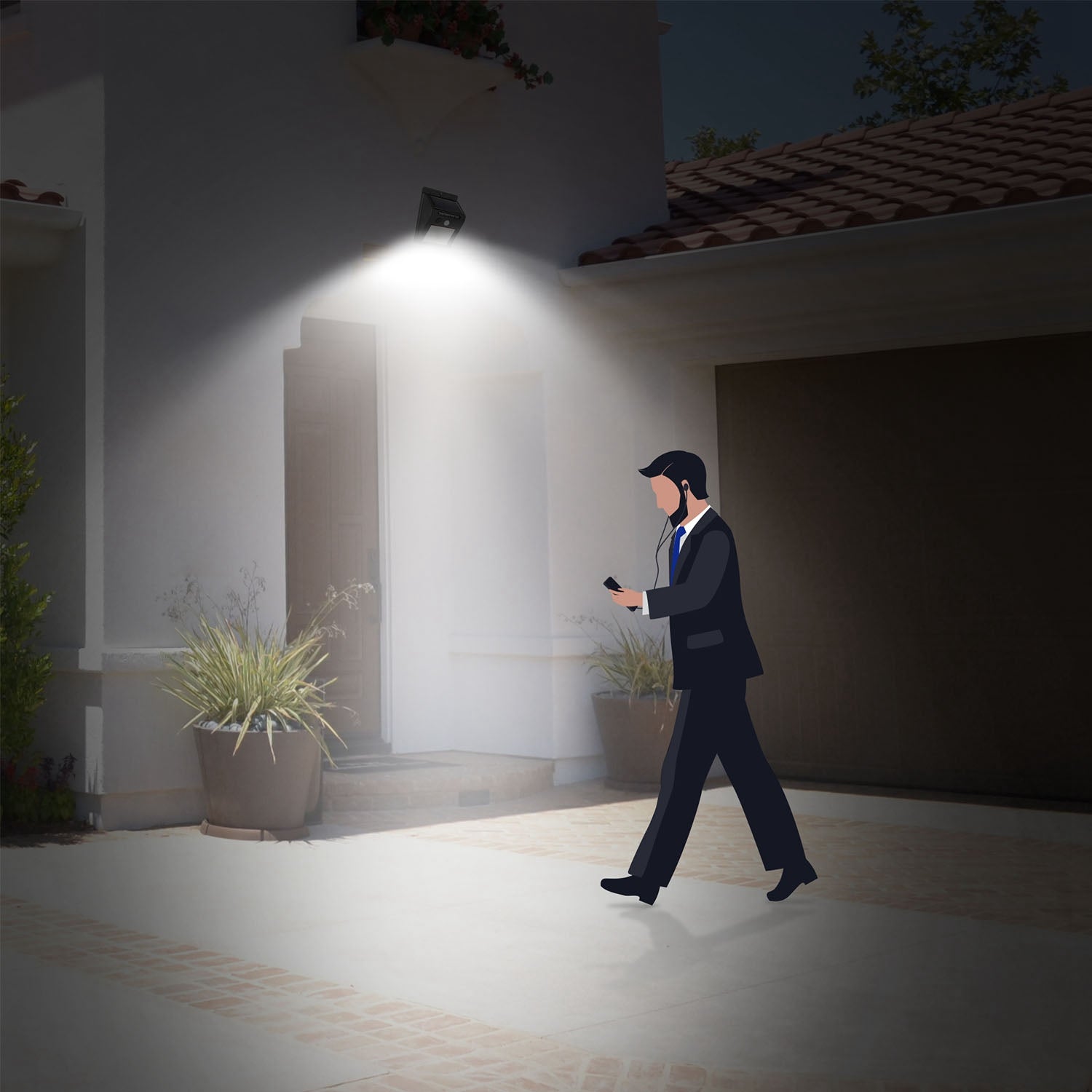 Sleek Club - Solar Light 20 LEDs Outdoor PIR Motion Sensor Lights IP65 Waterproof 120° Sensing Wide Angle Lighting for Garage Front Door Garden Pathway