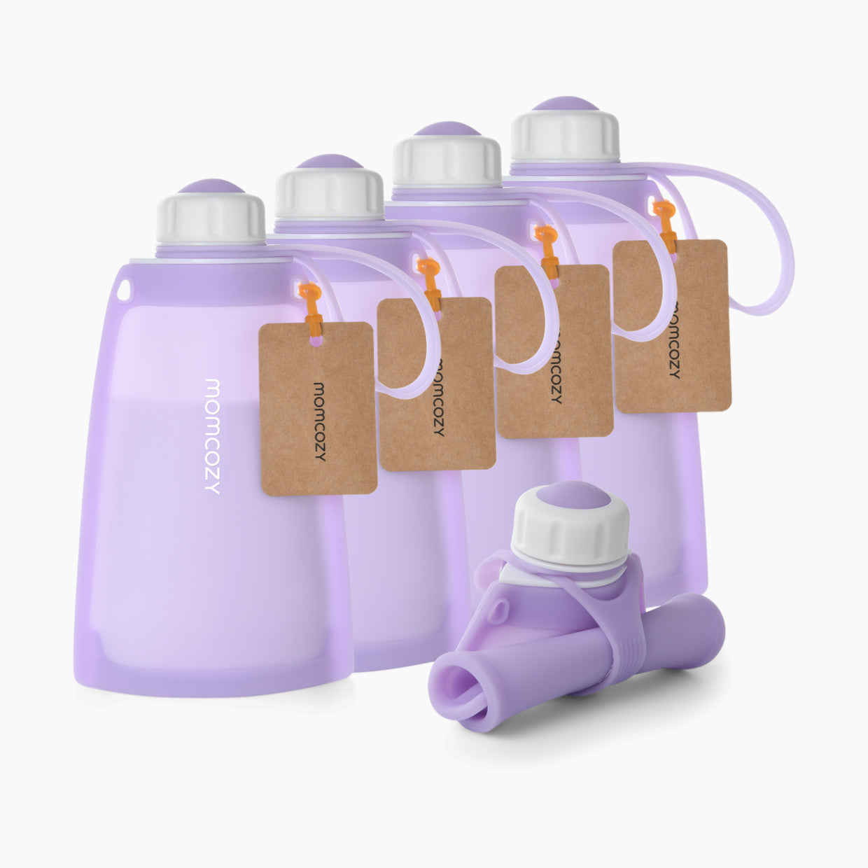 MomCozy Silicone Breast Milk Storage Bag- purple   ( 5pcs 260ml/8.8 fl oz)