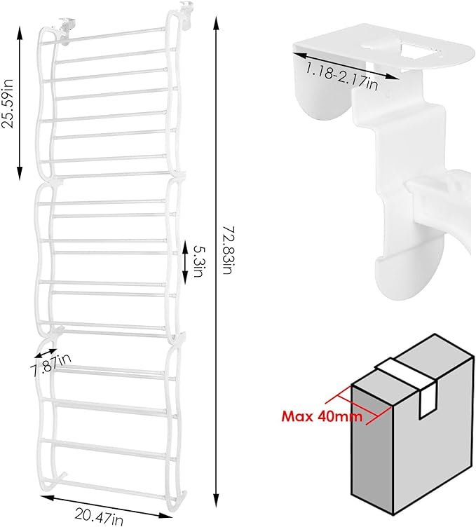 iMounTEK 36 Pairs Over The Door Shoe Rack 12