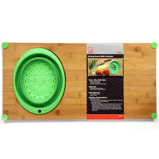 Chef Craft Bamboo Cutting Board with Collapsible Colander